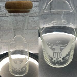 Vintage 70s Etched Glass Bottle Decanter American Eagle Colonial Revival USA